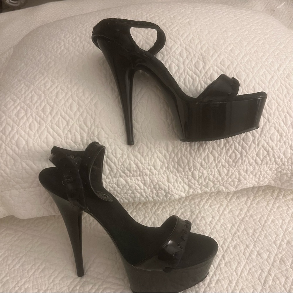 Pleaser Black Platform Sandals